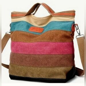 MSLD Multicolor Patchwork Striped bag purse tote